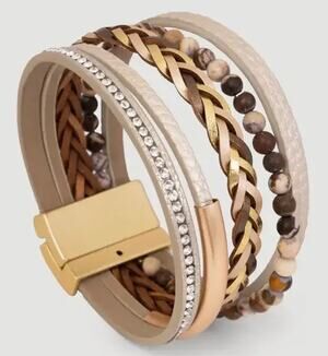SAACHI Braided Boho Leather Bracelet NWT
